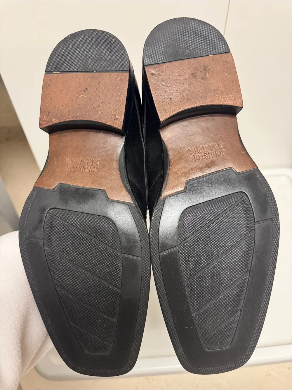 Johnston & Murphy Black Leather Slip-On Loafers